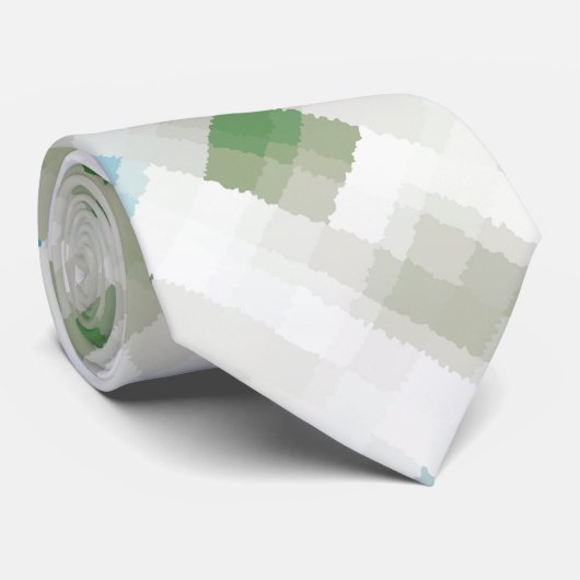 Cravate Vert bleu gris blanc Motif Abstrait (Roulé)
