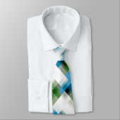 Cravate Vert bleu gris blanc Motif Abstrait (Attaché)