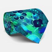 Cravate Vert bleu Turquoise Floral Fleurs Abstraites (Roulé)