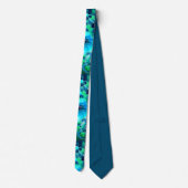 Cravate Vert bleu Turquoise Floral Fleurs Abstraites (Dos)