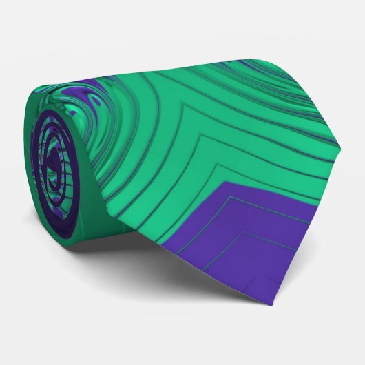 Cravate Vert brillant et violet ~ original ~ (Roulé)