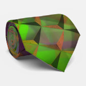 Cravate Vert brunâtre et 3D ou triangles (Roulé)