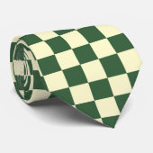 Cravate Vert chasseresse et damier crème (Roulé)