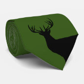 Cravate vert chasseur avec motif imprimé cerf (Roulé)