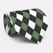 Cravate Vert chasseur classique et motif Argyle blanc (Roulé)