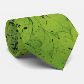 Cravate Vert Citron Grunge avec Accents Noirs (Roulé)