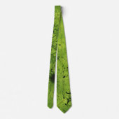 Cravate Vert Citron Grunge avec Accents Noirs (Dos)