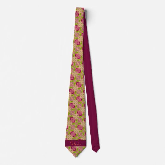 Cravate Vert citron rose vif (Devant)