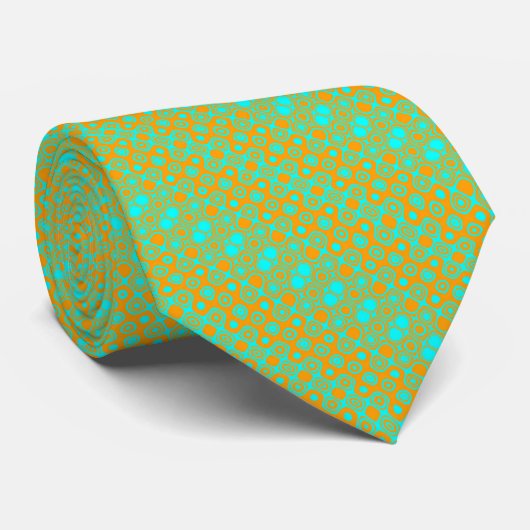 Cravate Vert clair et Motif orange (Roulé)
