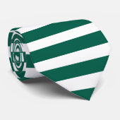 Cravate Vert Classique Et Blanc Horizontal Divisé  (Roulé)