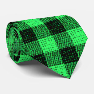 Cravate Vert Croix à hachures Noir Buffalo Check