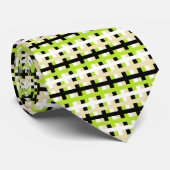 Cravate Vert de chaux abstrait, blanc, beige et noir (Roulé)