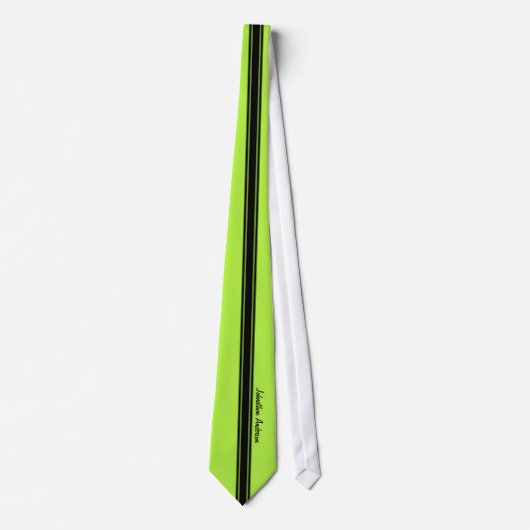 Cravate Vert de chaux moderne emballant des rayures avec (Devant)