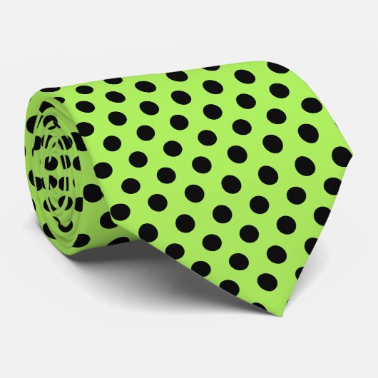 Cravate Vert de chaux Motif Pois minimal (Roulé)