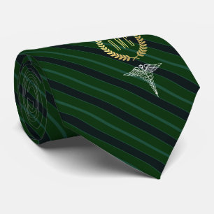 Cravate Vert décoré d'un monogramme professionnel Médicale