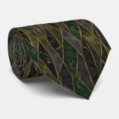 Cravate Vert émeraude et or noir Art Déco (Roulé)