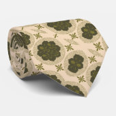 Cravate Vert Et Beige (Roulé)