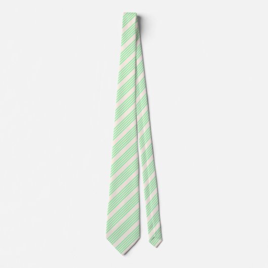 Cravate Vert et beige cinq rayures motif (Devant)