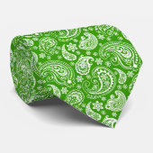 Cravate Vert et blanc Retro Ornate Motif Paisley (Roulé)