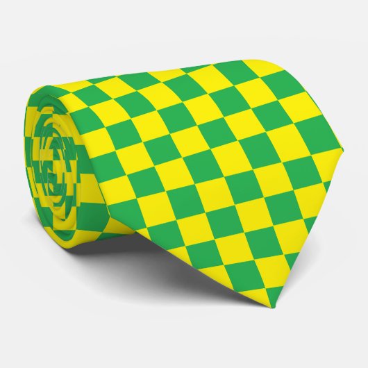 Cravate Vert et jaune Checkered (Roulé)