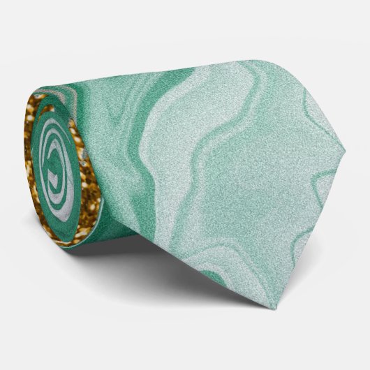 Cravate vert et or Fluid Swirl (Roulé)