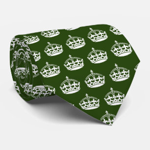 Cravate vert foncé avec motif de couronne