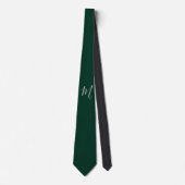 Cravate Vert foncé uni élégant moderne monogramme propre n (Devant)