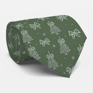 Cravate Vert forêt Motif hivernal vintage Evergreen