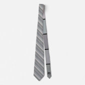 Cravate Vert Gris Avec Bandes Noires Sur Papier Aquarelle (Devant)