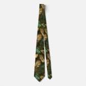 Cravate Vert jungle feuilles de palmier tropical jaune (Devant)