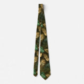 Cravate Vert jungle feuilles de palmier tropical jaune (Dos)