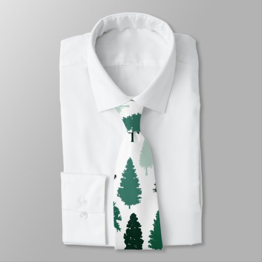 Cravate Vert Motif Pine Tree (Attaché)