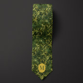 Cravate Vert mousse et botanique doré