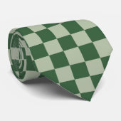 Cravate Vert mousse et damier vert sauge clair (Roulé)