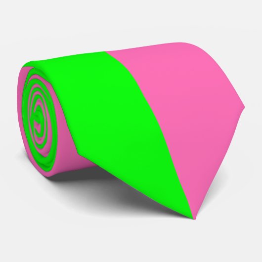 Cravate vert néon et rose chaud (Cravate à deux co (Roulé)