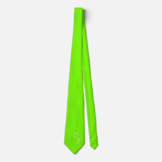 Cravate vert néon solide - vos monogrammes (Devant)