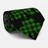 Cravate vert noir à carreaux de la Saint-Patrick shamrocks (Roulé)