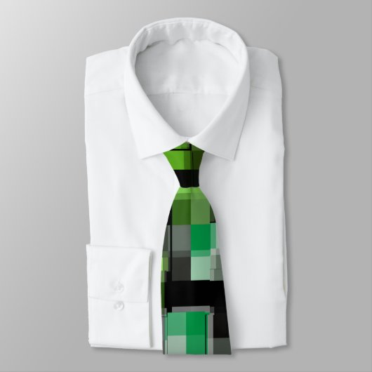 Cravate Vert noir blanc Motif tendance (Attaché)
