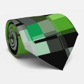 Cravate Vert noir blanc Motif tendance (Roulé)