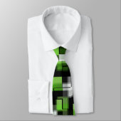 Cravate Vert noir blanc Motif tendance (Attaché)