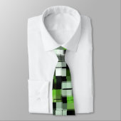 Cravate Vert noir blanc tendance moderne Pixel Motif (Attaché)