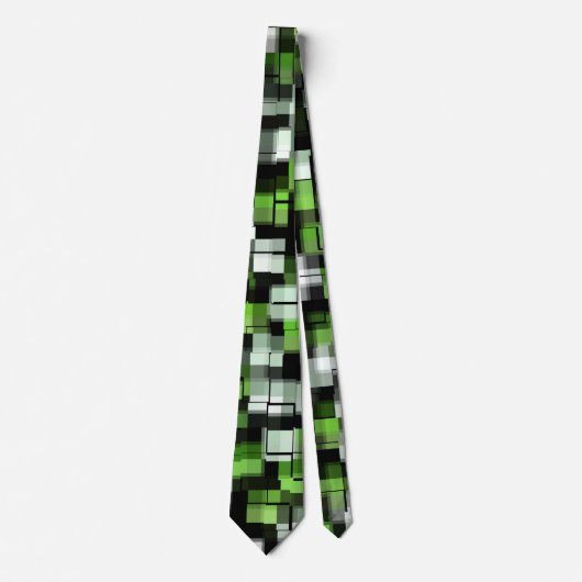 Cravate Vert noir blanc tendance moderne Pixel Motif (Devant)