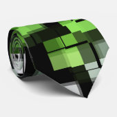 Cravate Vert noir blanc tendance moderne Pixel Motif (Roulé)