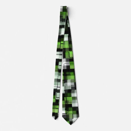 Cravate Vert noir blanc tendance moderne Pixel Motif (Dos)