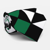 Cravate Vert Noir Géométrique Blanc (Roulé)