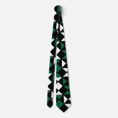 Cravate Vert Noir Géométrique Blanc (Dos)