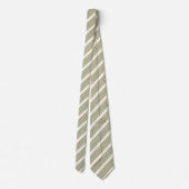 Cravate Vert olive et beige cinq rayures motif (Dos)