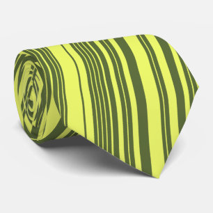 Cravate Vert olive et rayures jaune citron