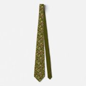 Cravate Vert olive Floral Élégance (Devant)