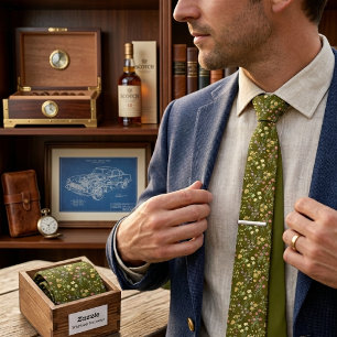 Cravate Vert olive Floral Élégance
